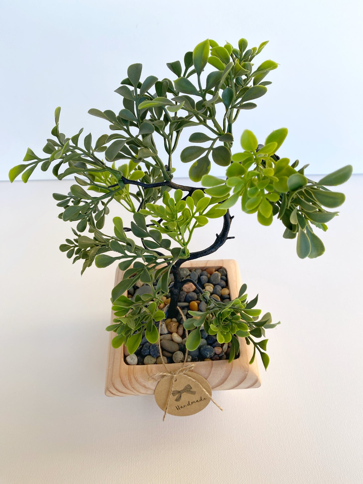 Artificial Bonsai Tree in Handmade Wood Pot - small or large