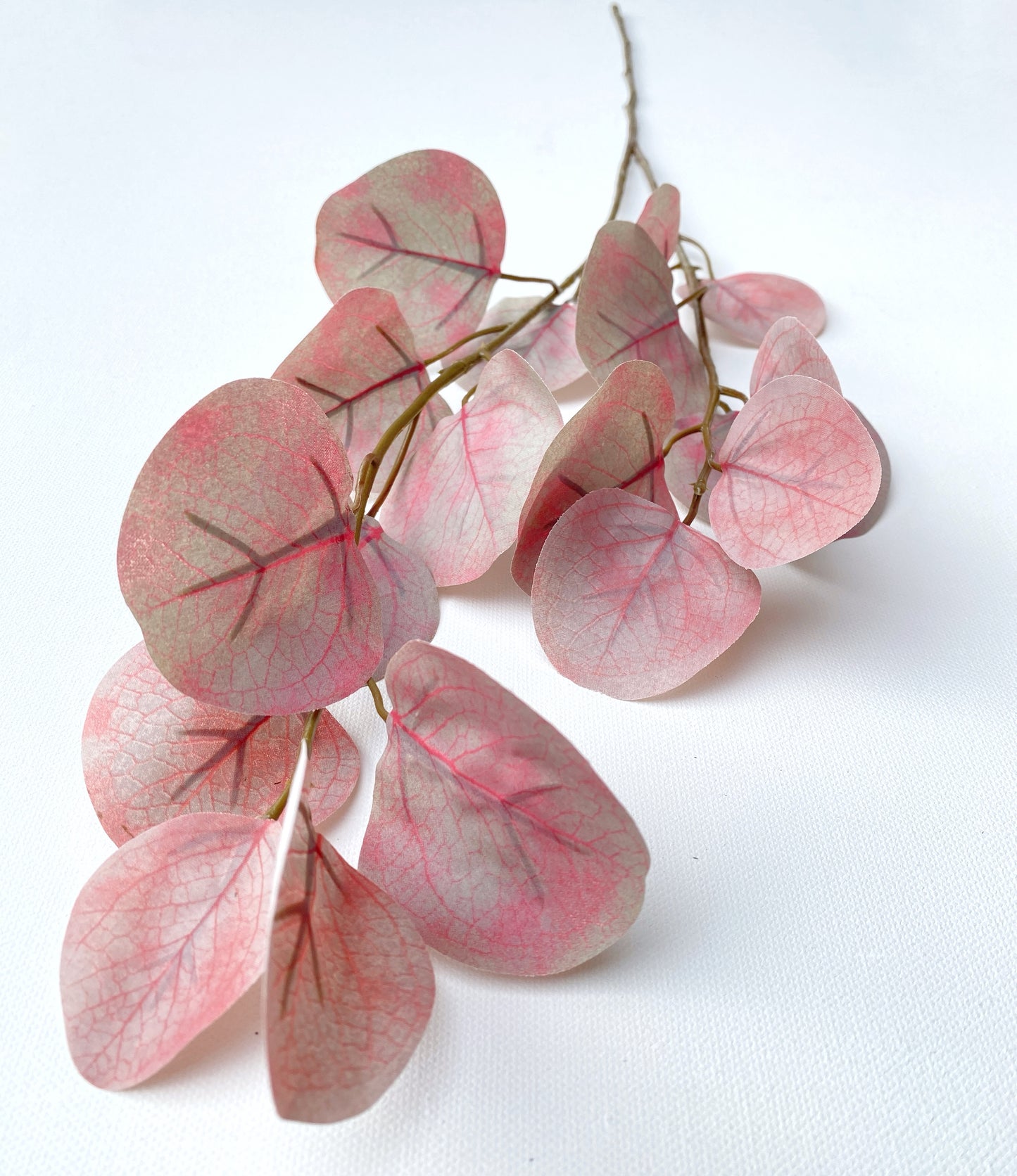 Eucalyptus Spray Stem 32.5" Pink - Faux Eucalyptus Branch - blush pink silk