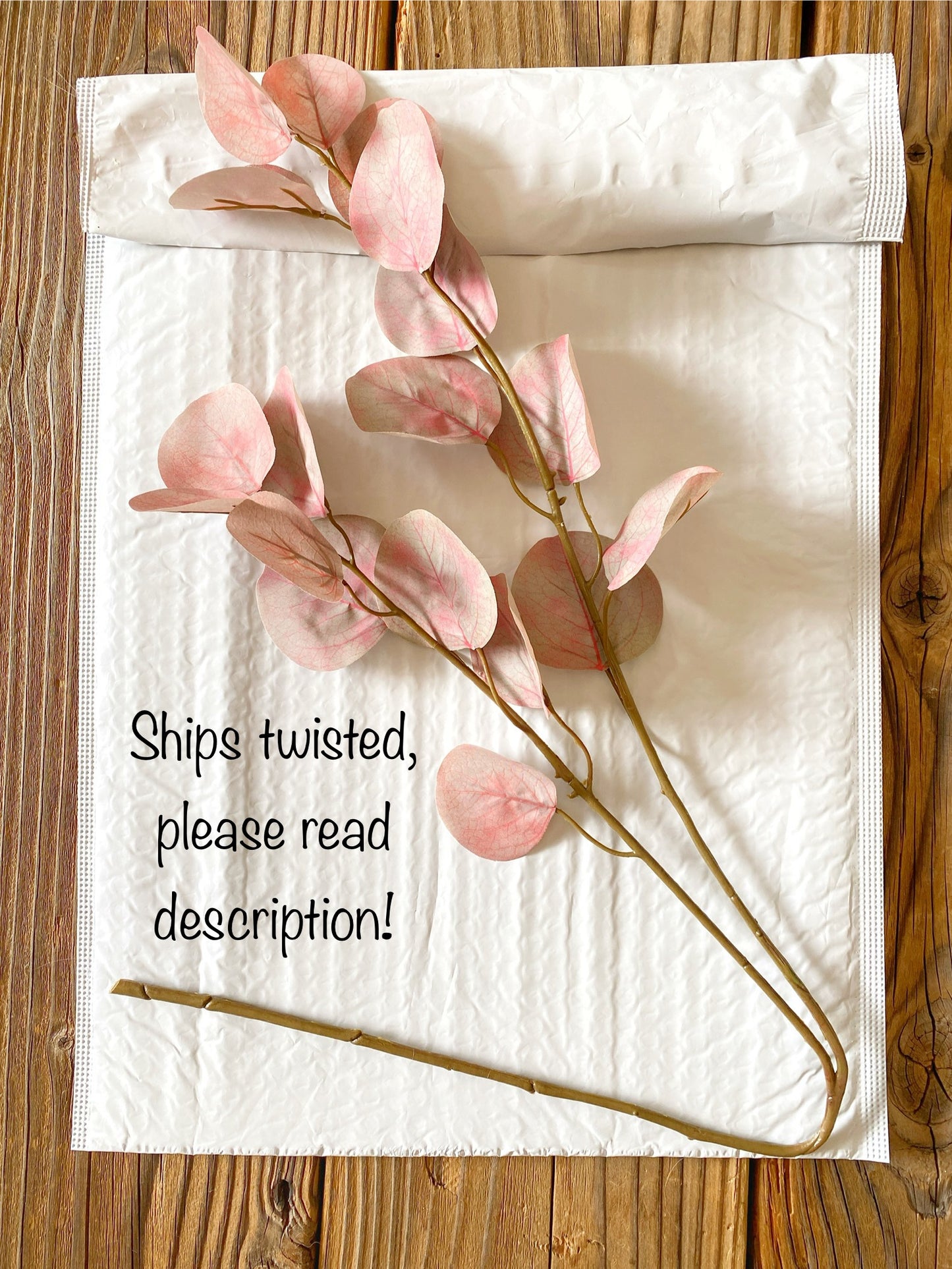 Eucalyptus Spray Stem 32.5" Pink - Faux Eucalyptus Branch - blush pink silk