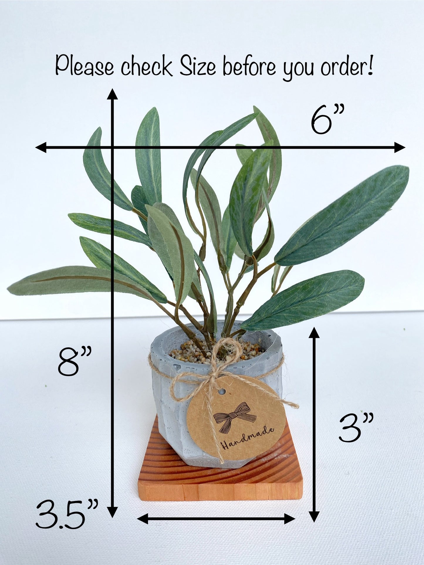 Artificial Mini Olive Tree in Handmade Pot with Wood Coaster - Small Faux Olive Tree