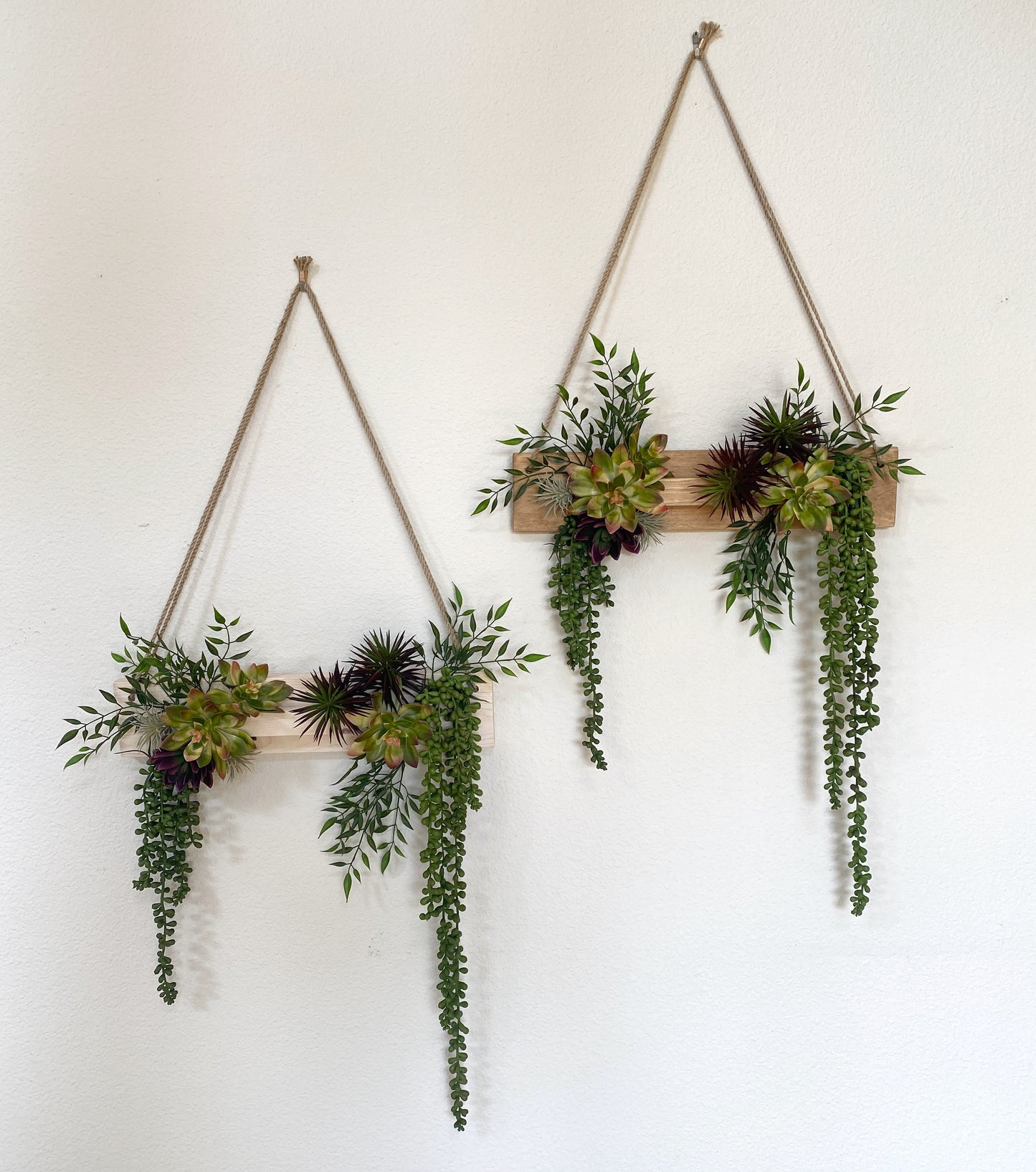 Succulent Wall Arrangement Faux - Hanging Artificial Succulent Triangle - Succulent Wall Art