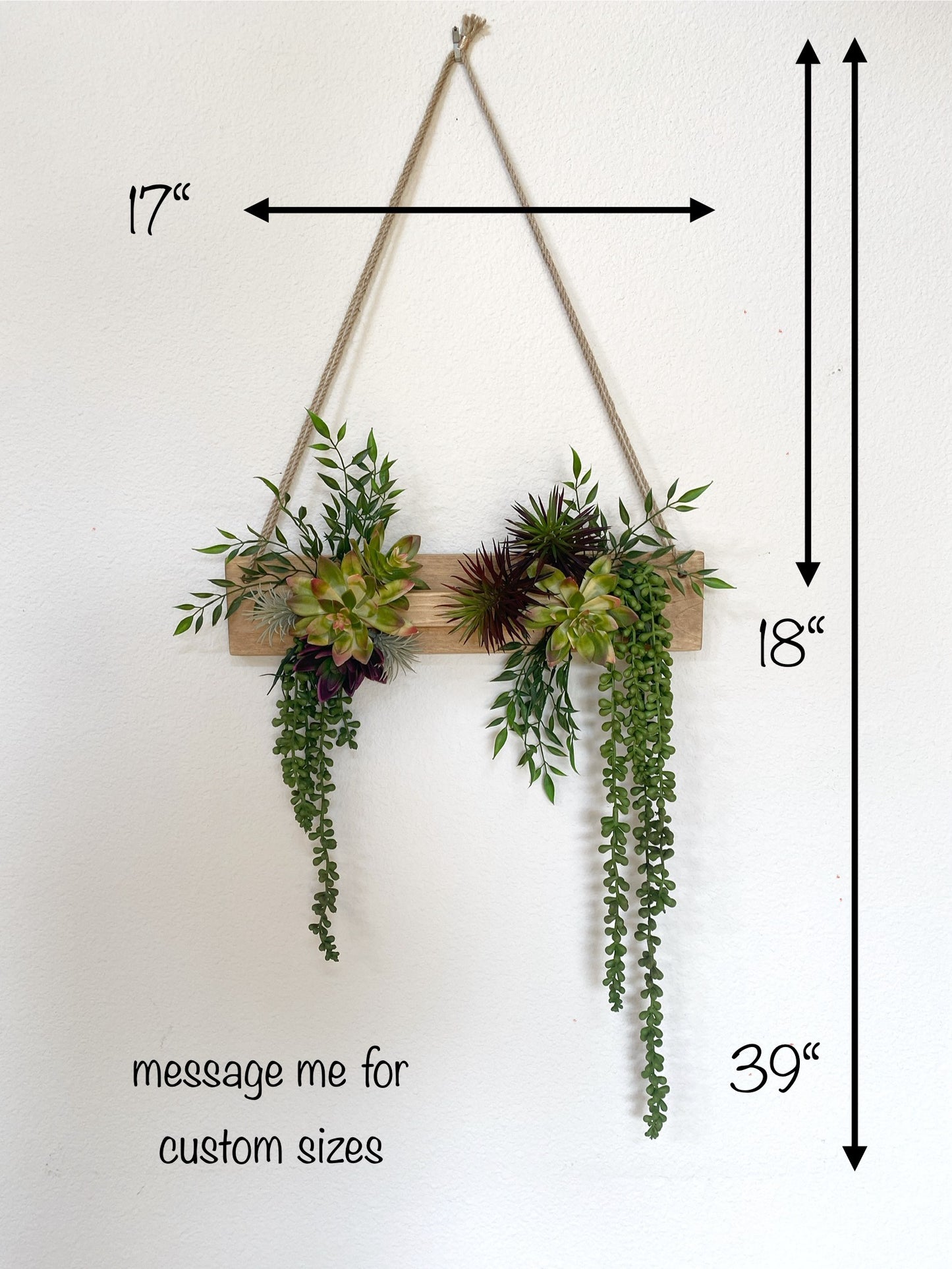 Succulent Wall Arrangement Faux - Hanging Artificial Succulent Triangle - Succulent Wall Art