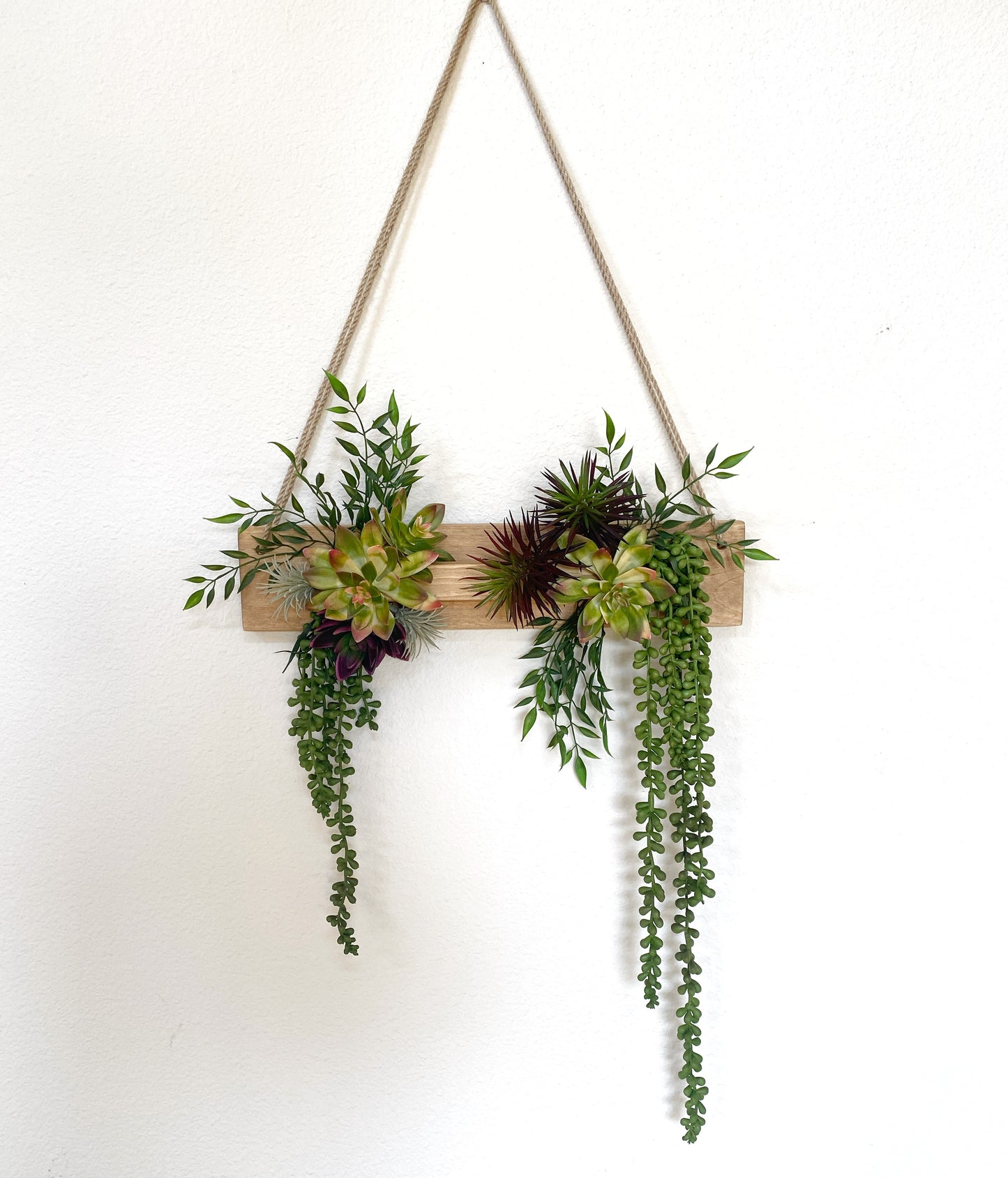 Succulent Wall Arrangement Faux - Hanging Artificial Succulent Triangle - Succulent Wall Art