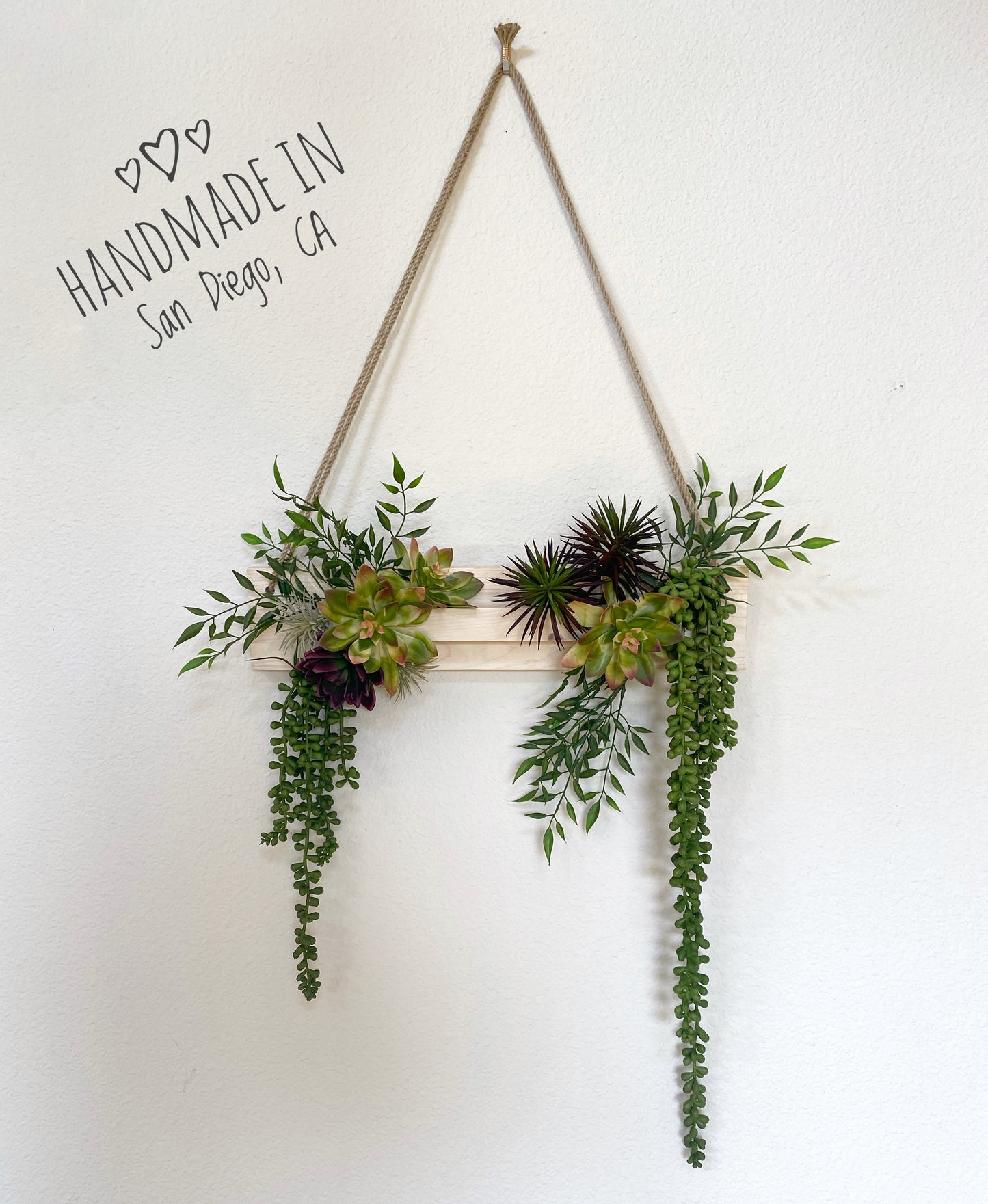 Succulent Wall Arrangement Faux - Hanging Artificial Succulent Triangle - Succulent Wall Art