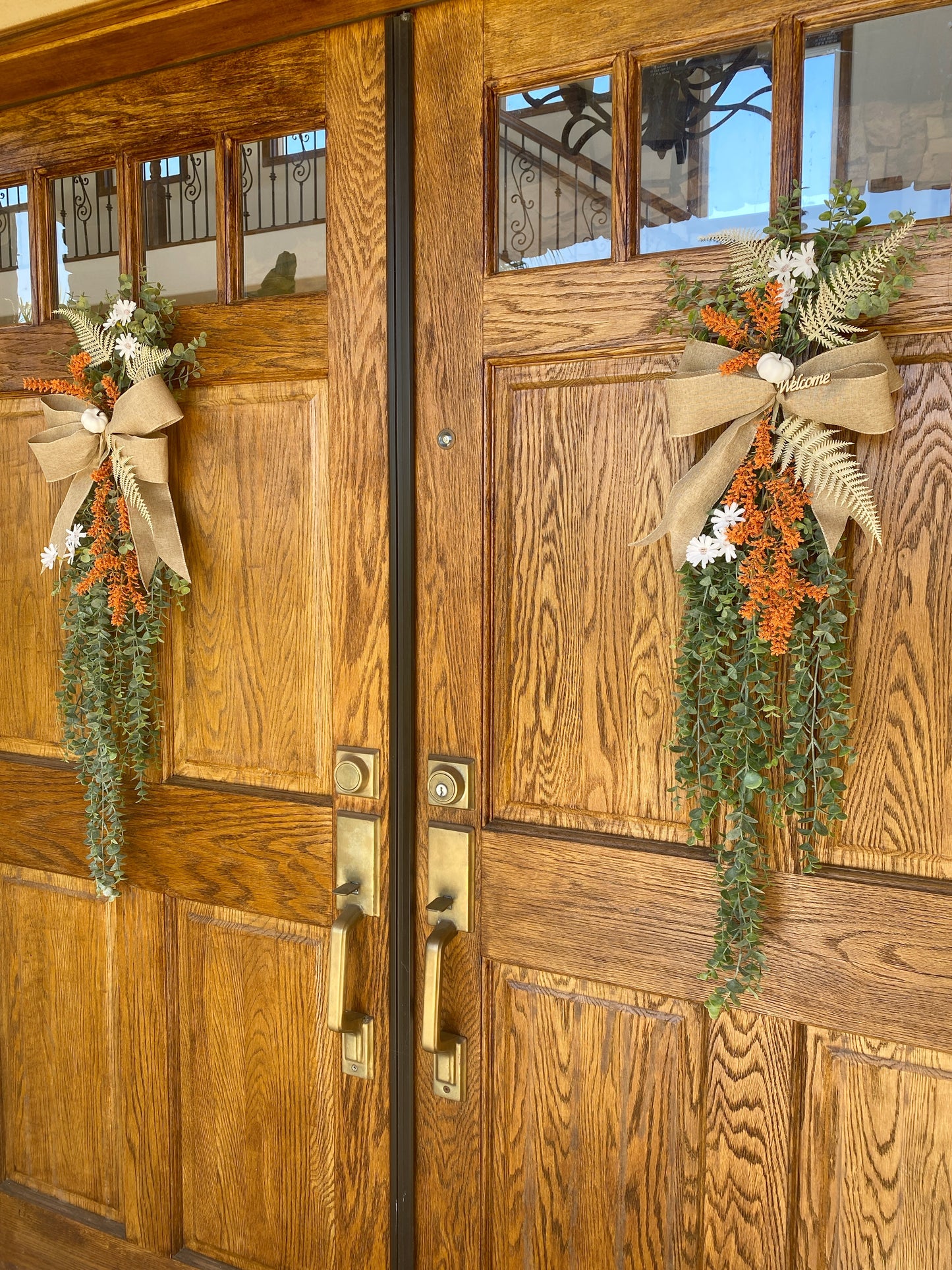 Fall Eucalyptus Door Swag Faux - Front Door or Wall Swag