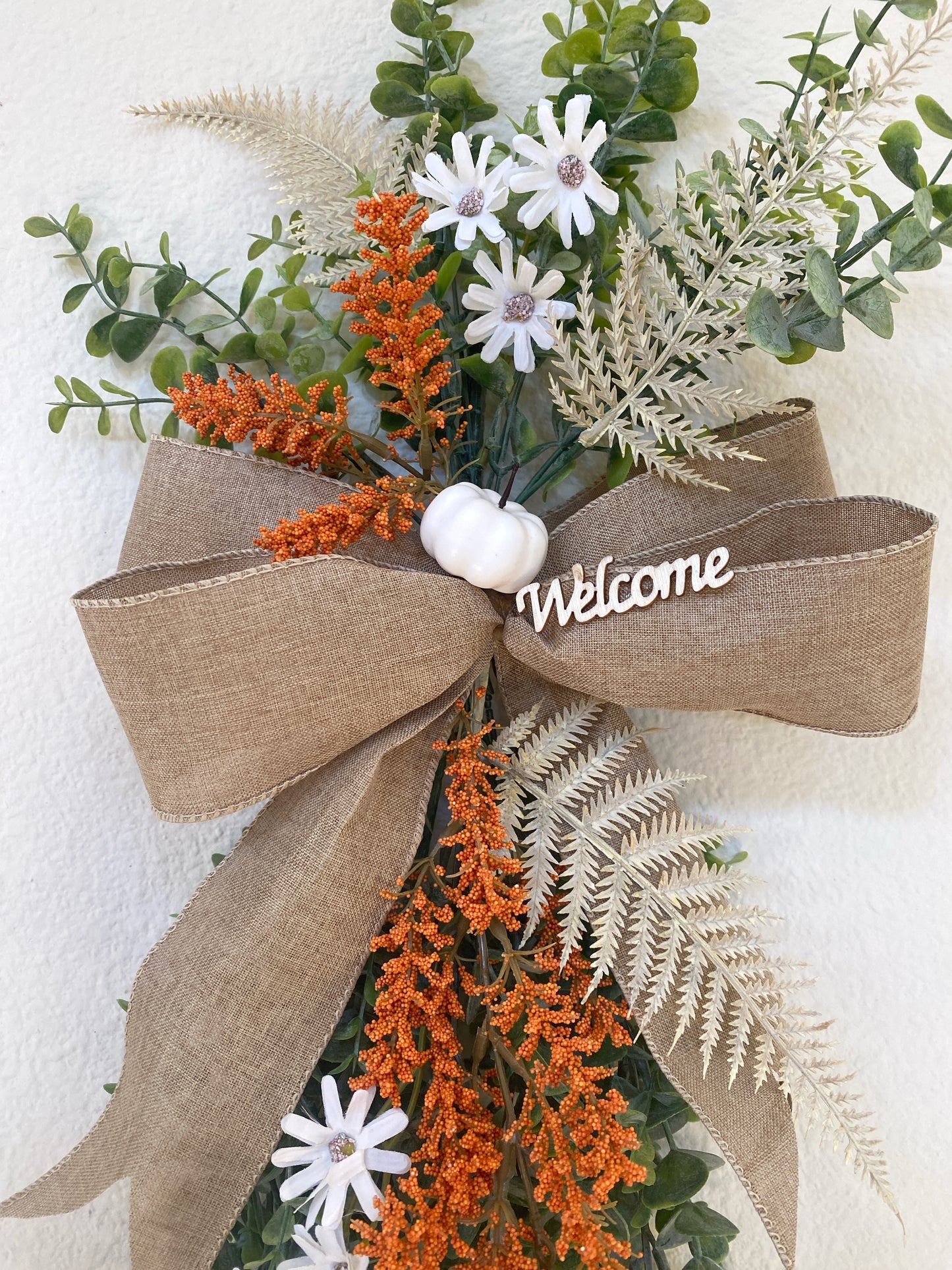 Fall Eucalyptus Door Swag Faux - Front Door or Wall Swag