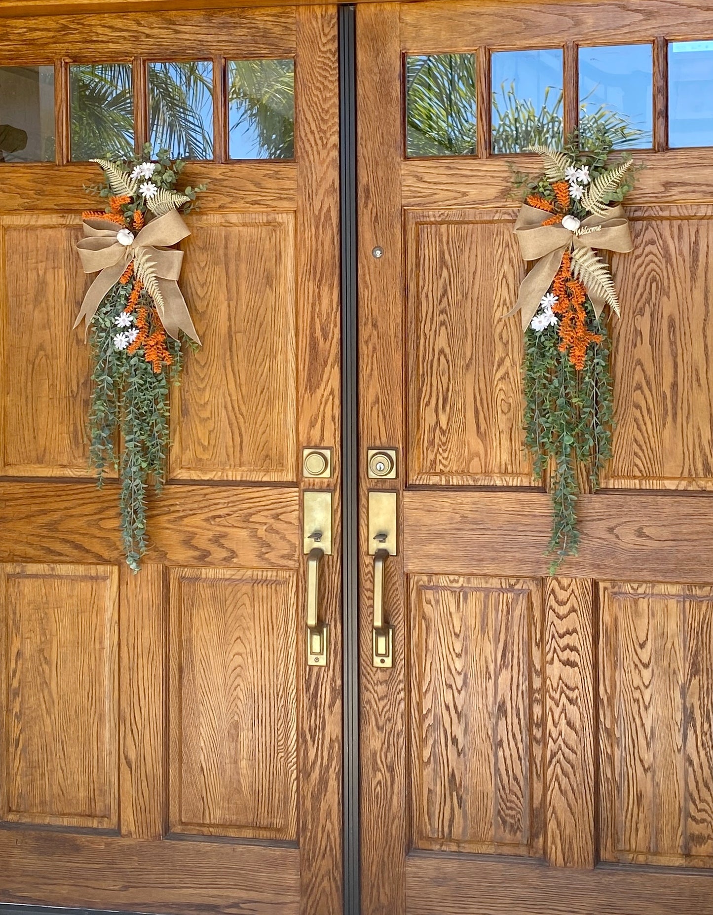 Fall Eucalyptus Door Swag Faux - Front Door or Wall Swag