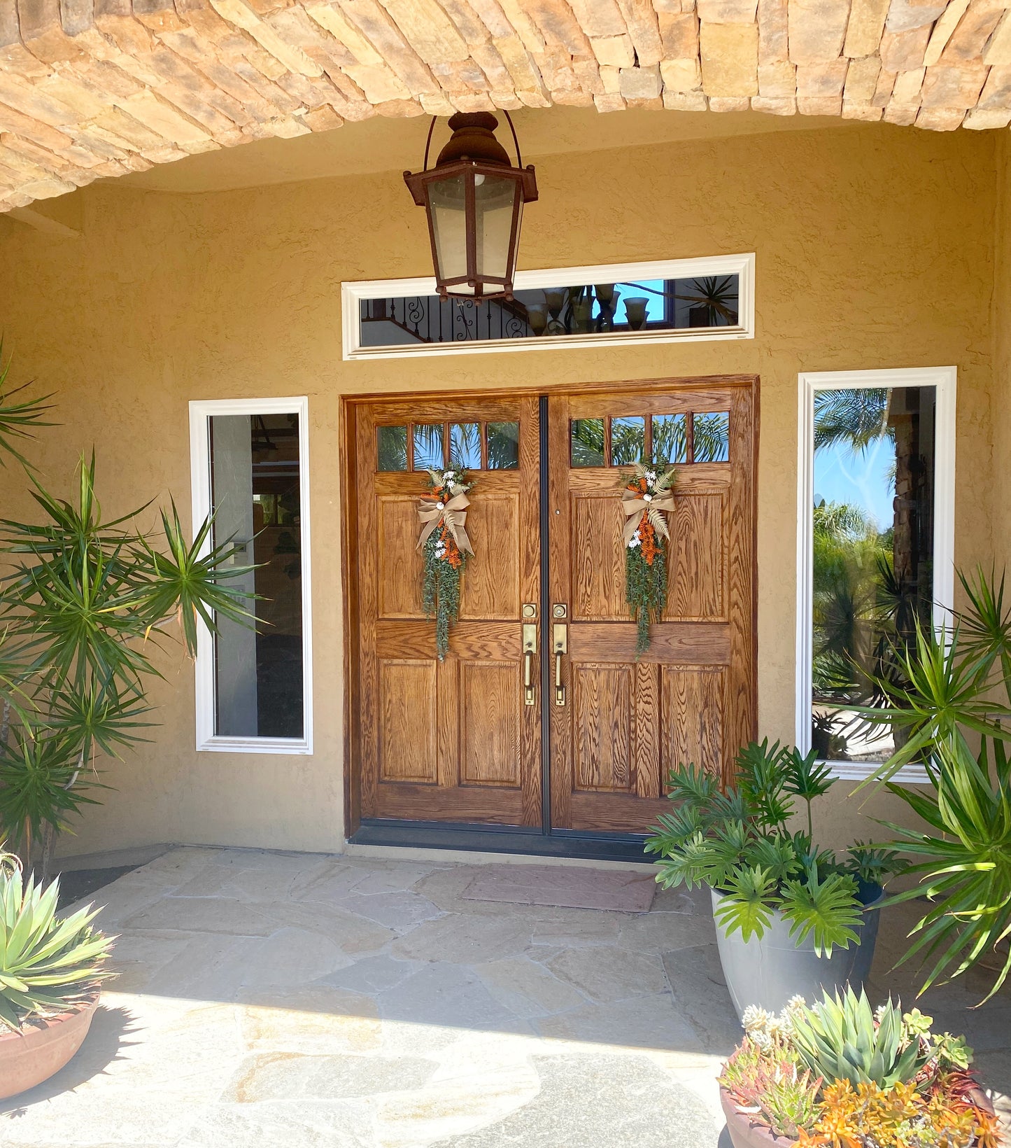 Fall Eucalyptus Door Swag Faux - Front Door or Wall Swag