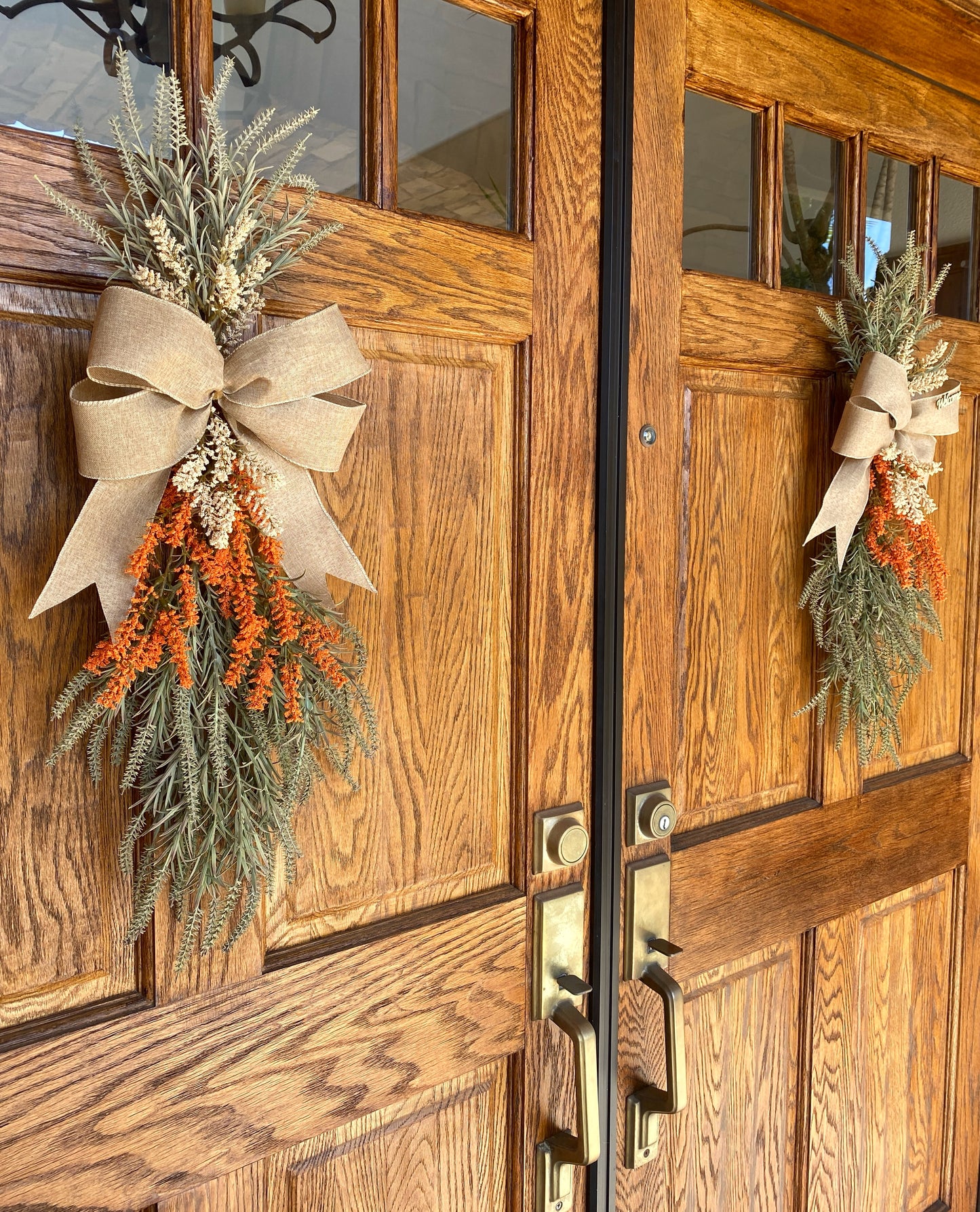 Fall Door Swag Faux - Front Door or Wall Swag, Double Door Wreath, Farmhouse Swag, Window Swag, Door Hanger