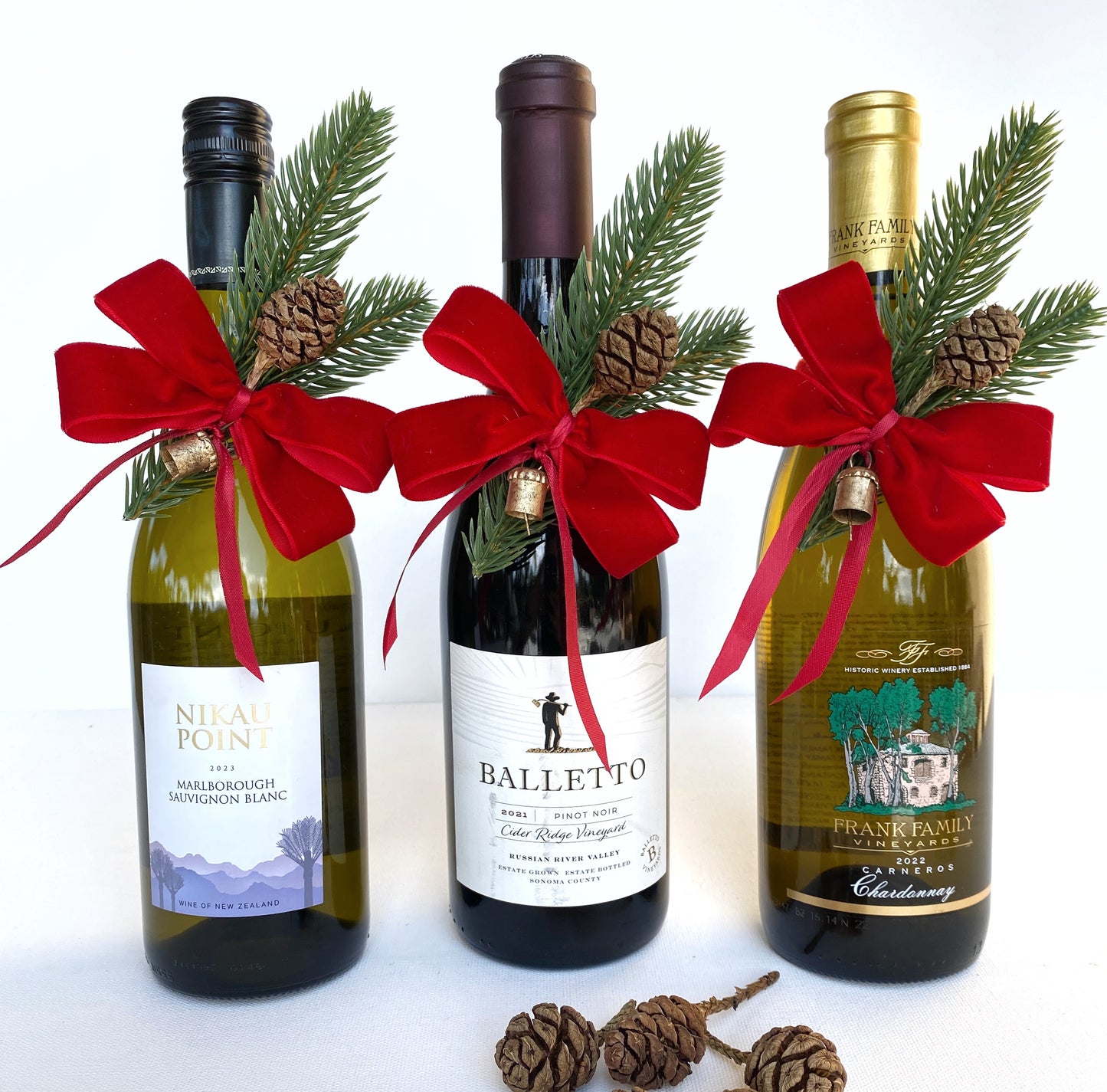 Wine Lover Christmas Gift, Faux Christmas Pine Arrangement For Wine Bottle - Wine Centerpiece, Champagne Gifts, Wine Bottle Bouquet