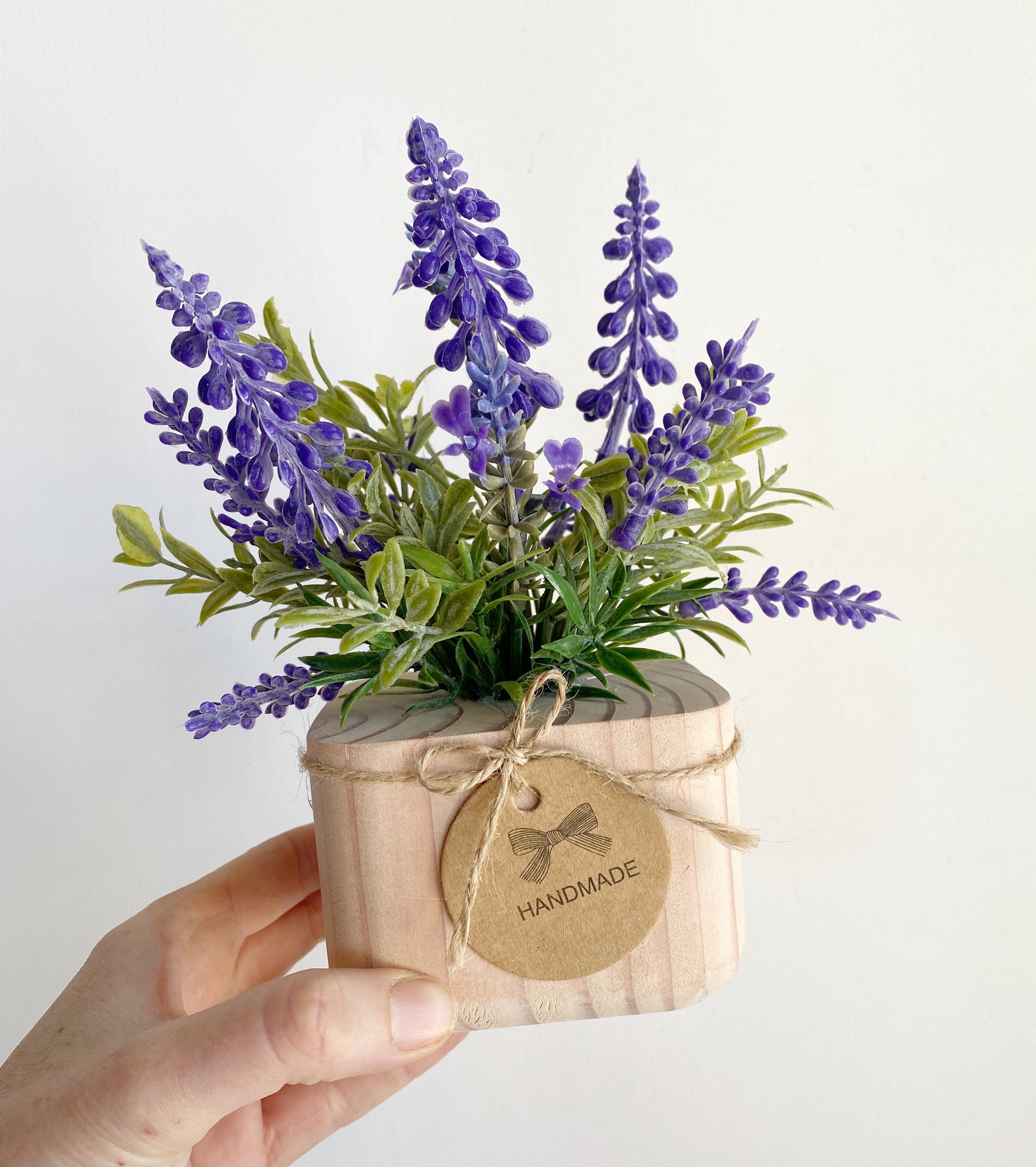 lavender and eucalyptus plants Gift Box with Realistic Faux Lavender or Eucalyptus Plant