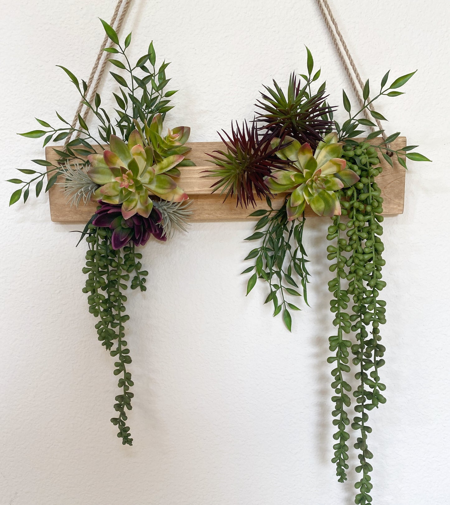 Succulent Wall Arrangement Faux - Hanging Artificial Succulent Triangle - Succulent Wall Art