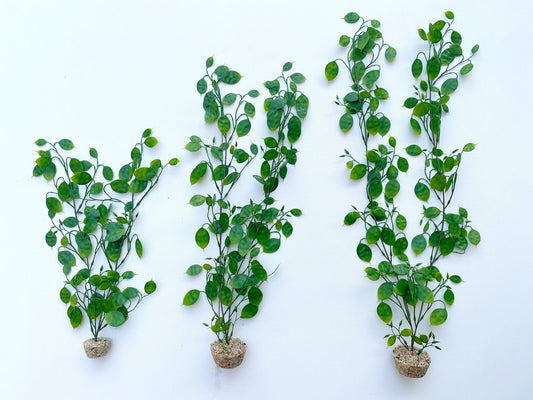 Lunaria Freshwater Aquarium Plant with Stone Base, Fish Tank Natural Lifelike Aquascape Décor, Artificial Aquarium Plastic Plant