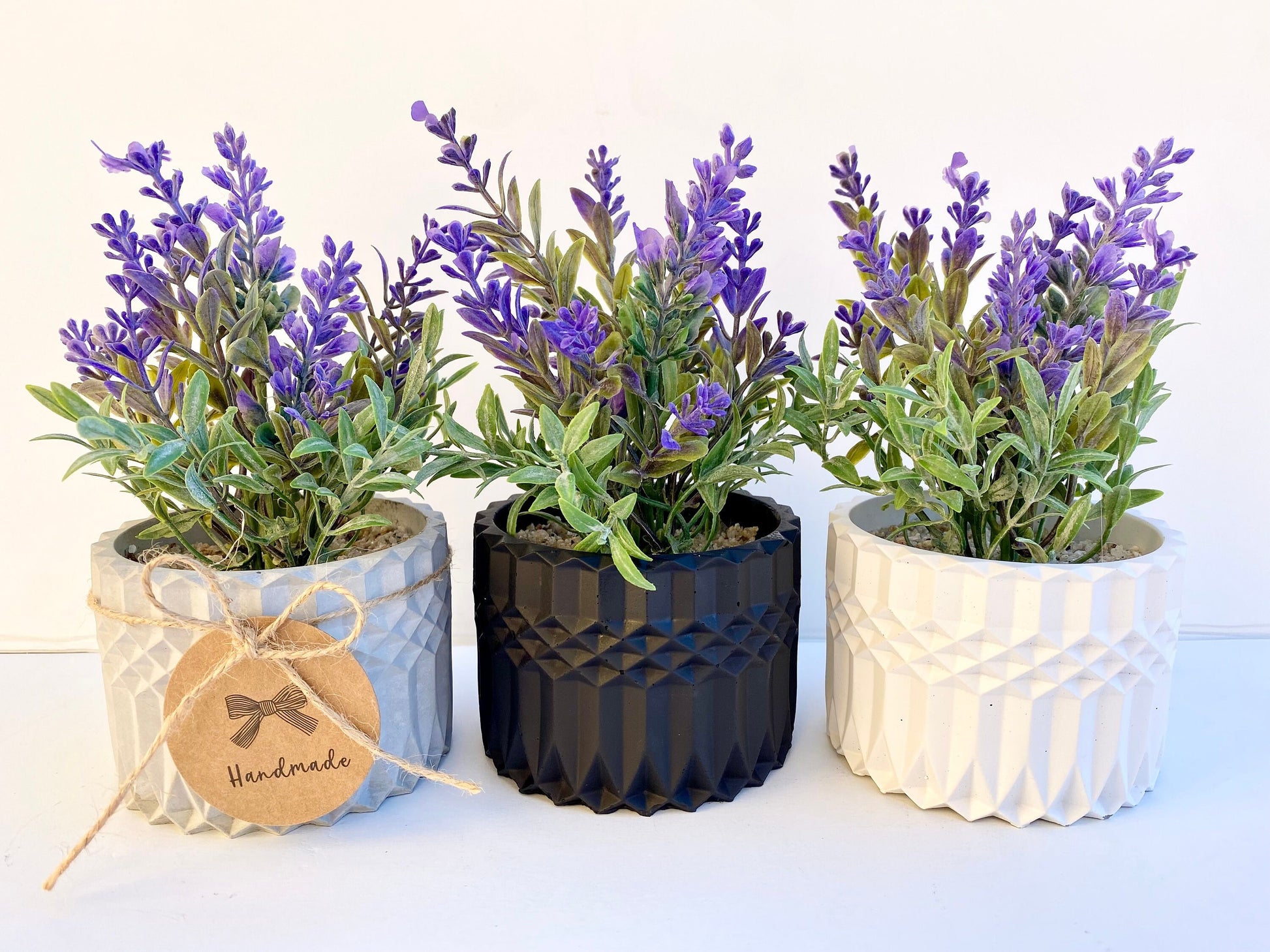 faux lavender planter Artificial Lavender Plant in Handmade Concrete Pot – Ursina's Deco Shop