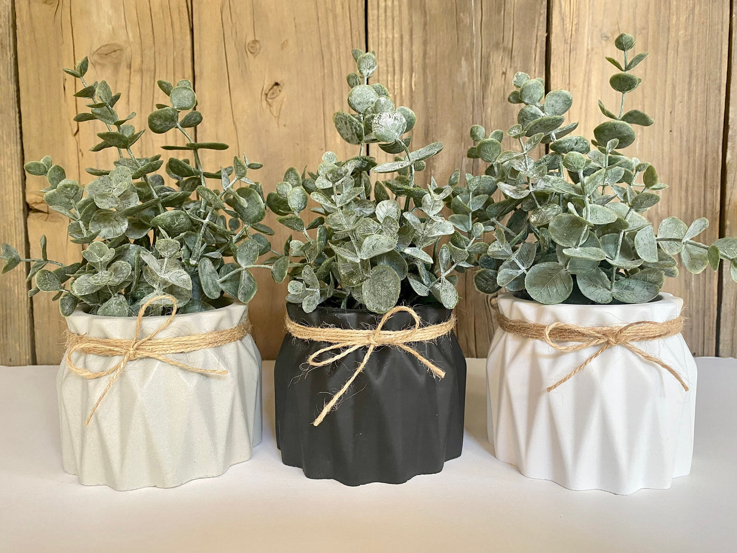 Artificial Eucalyptus Plant in Handmade Concrete Pot