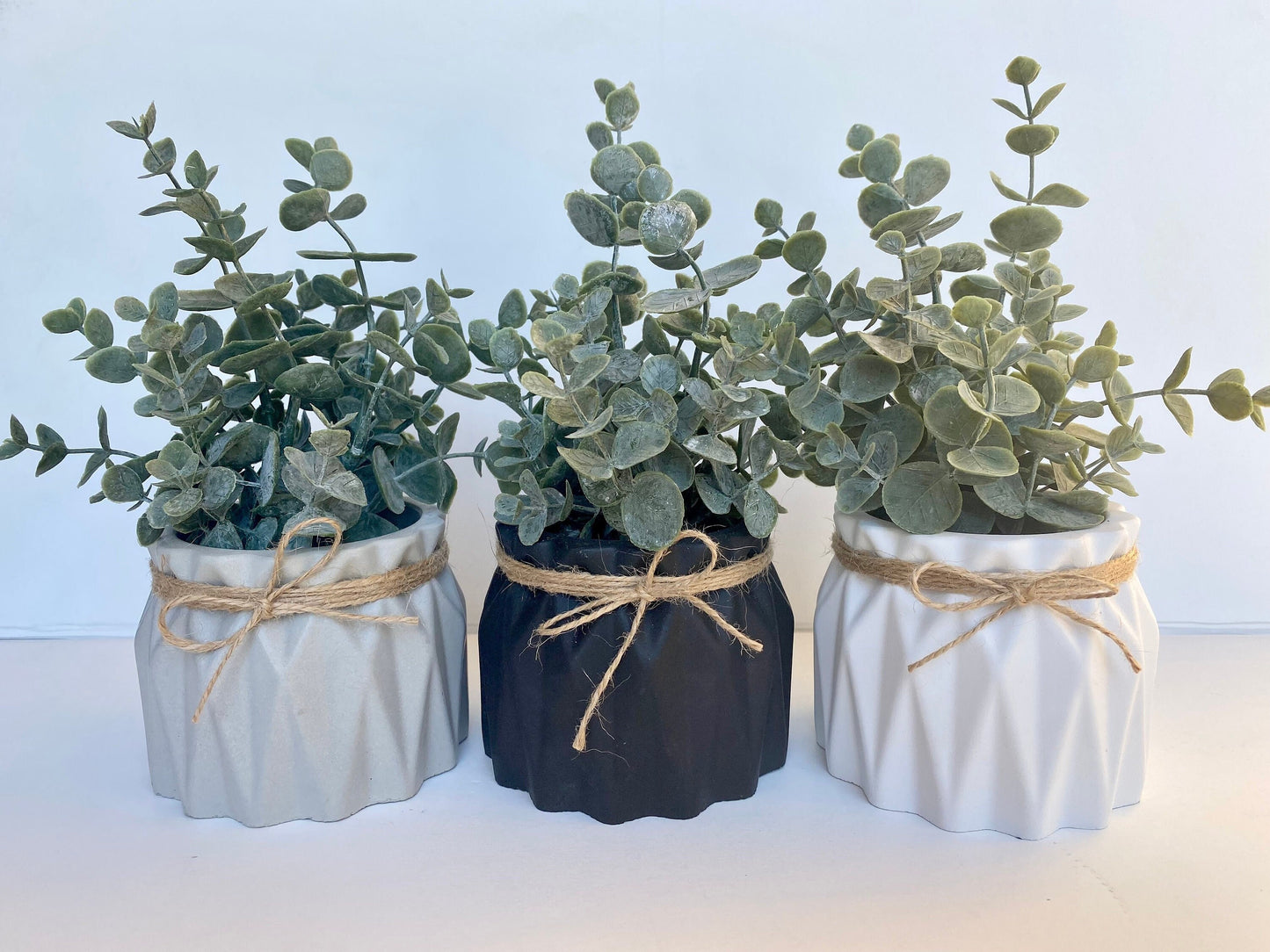 Artificial Eucalyptus Plant in Handmade Concrete Pot