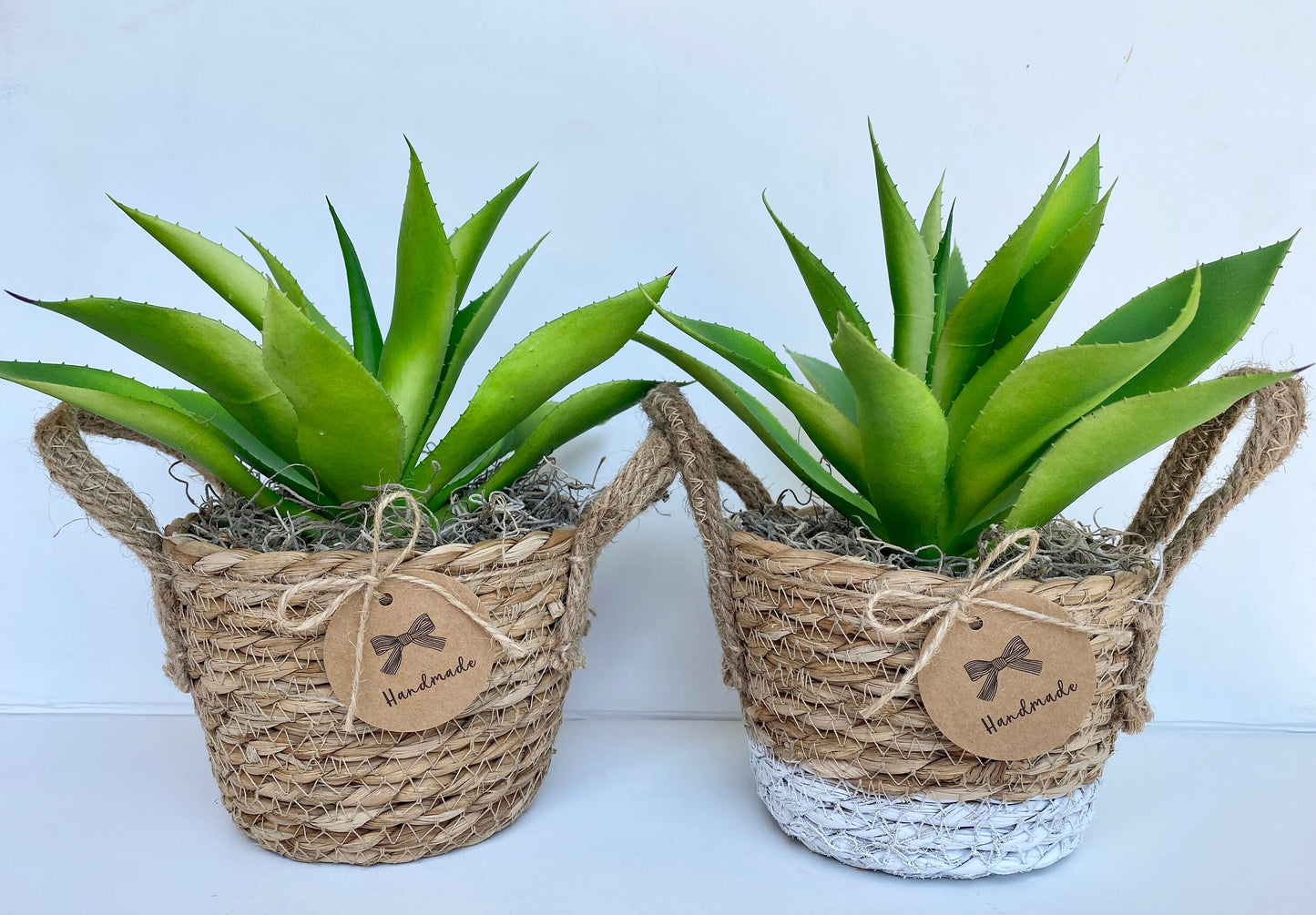 Sea Grass Basket with artificial Agave Succulent