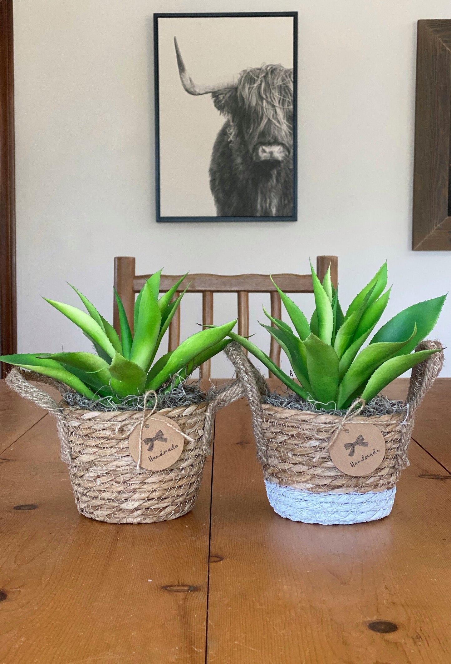 Sea Grass Basket with artificial Agave Succulent