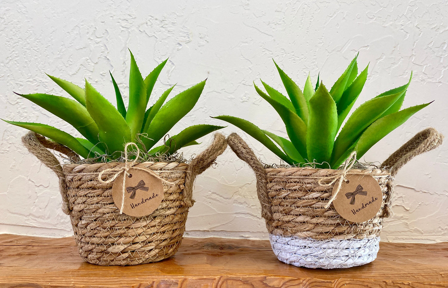 Sea Grass Basket with artificial Agave Succulent