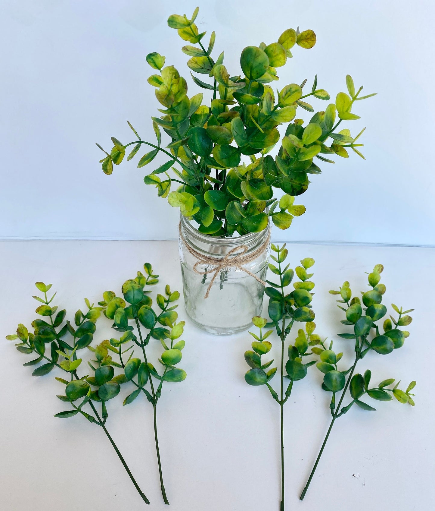 4 small Eucalyptus Stems - bright green - Artificial Eucalyptus Branches