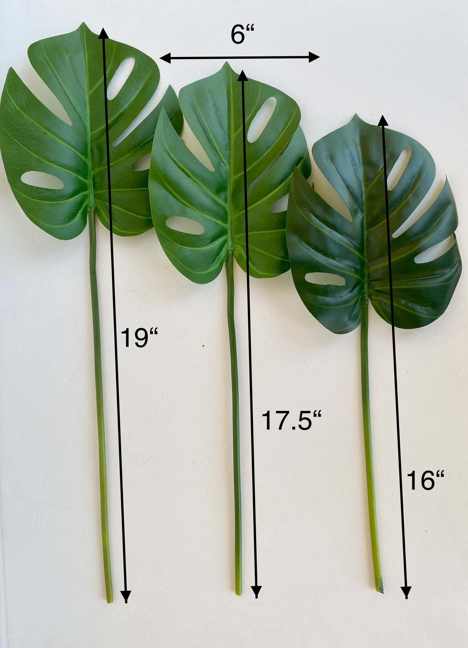 artificial split leaf philodendron leaves Pack of 3 Artificial Monstera Leaves – Ursina's Deco Shop