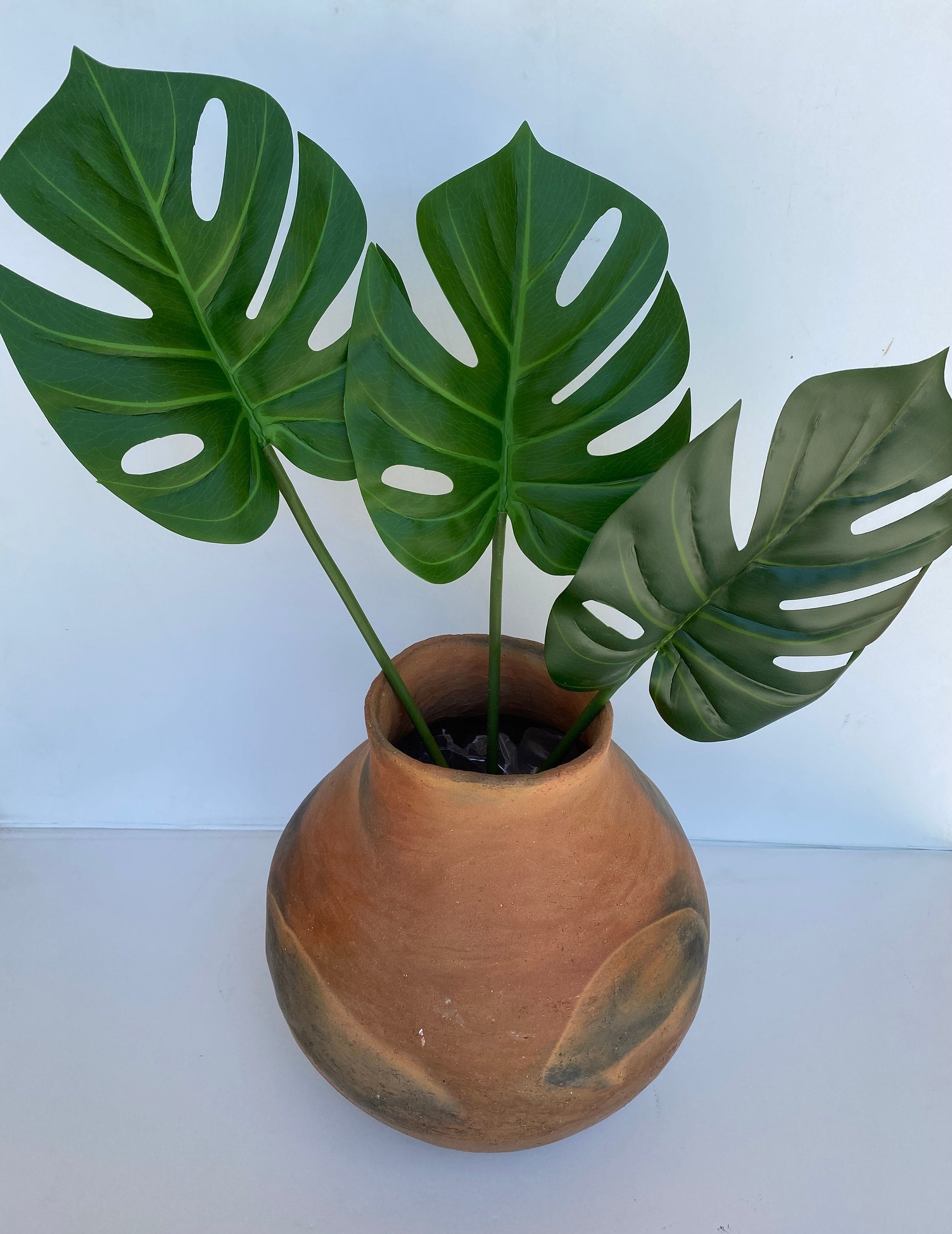 artificial split leaf philodendron leaves Pack of 3 Artificial Monstera Leaves – Ursina's Deco Shop