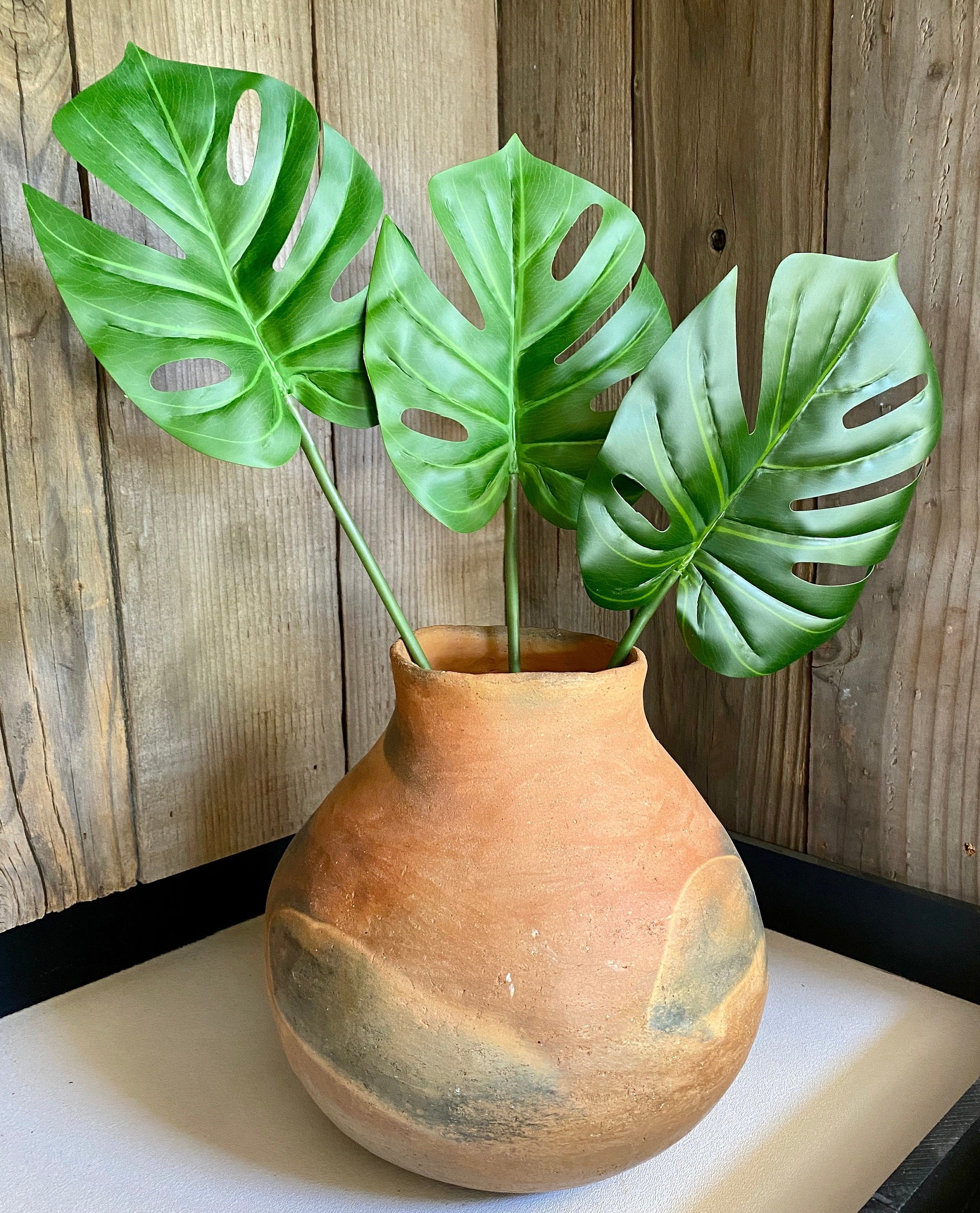 artificial split philodendron monstera Pack of 3 Artificial Monstera Leaves – Ursina's Deco Shop