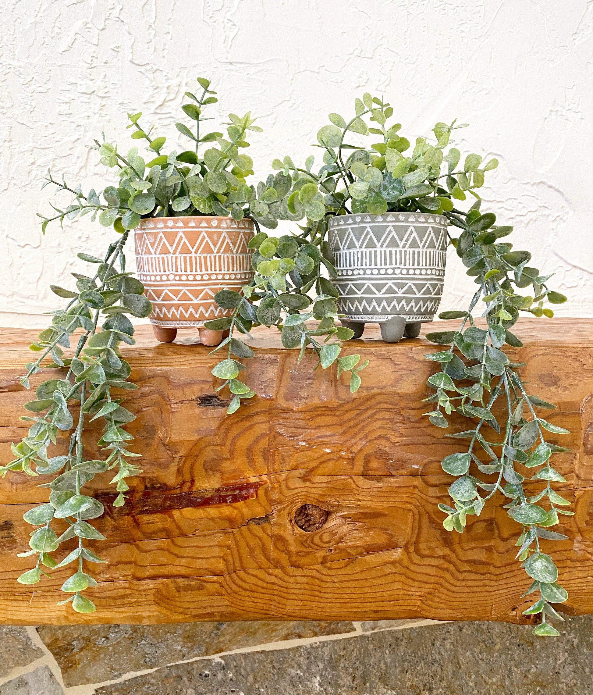 hanging eucalyptus plant for sale Artificial Eucalyptus Hanging Plant in textured Ceramic Pot – Ursina's Deco Shop