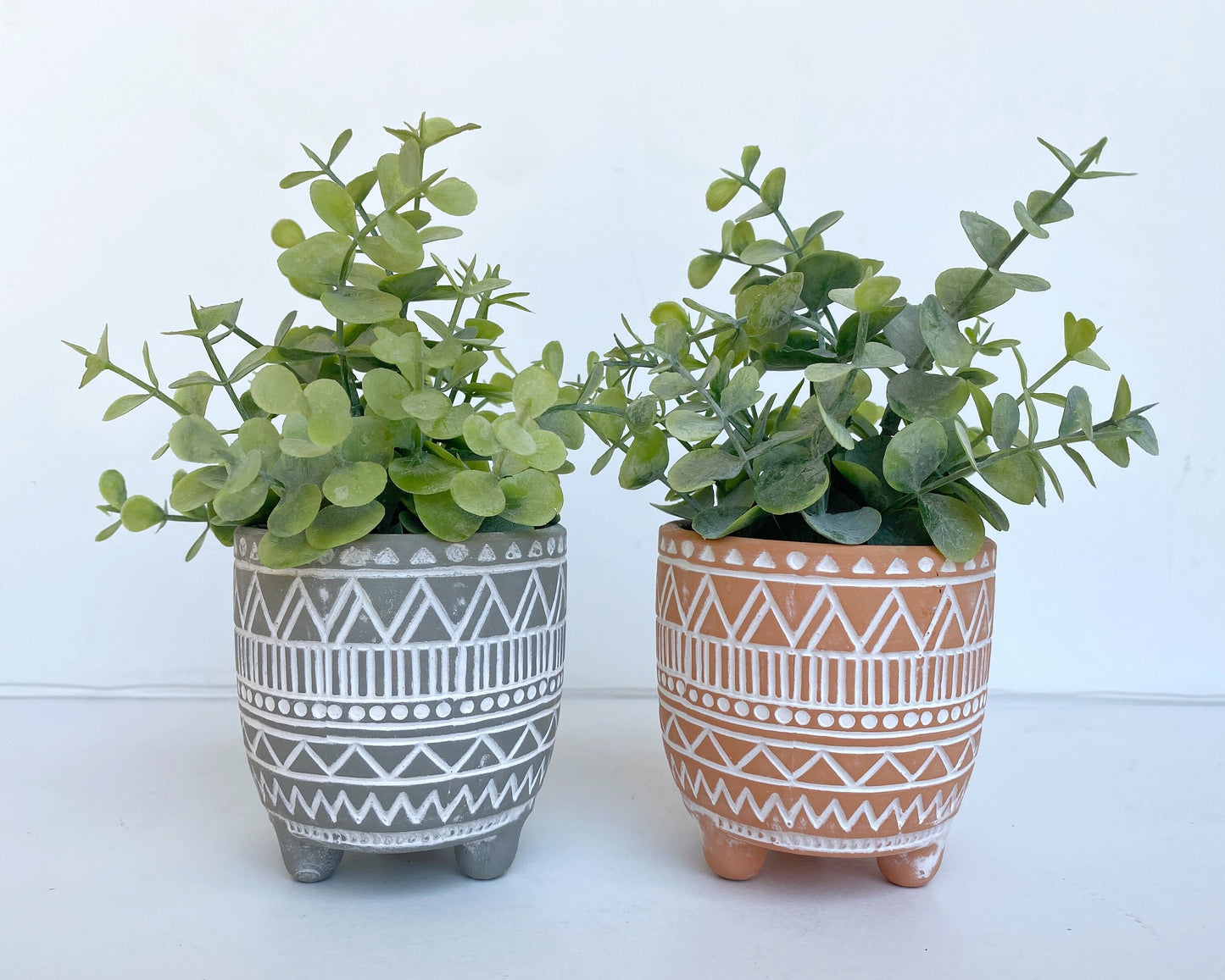 Artificial Eucalyptus Plant in textured Ceramic Pot