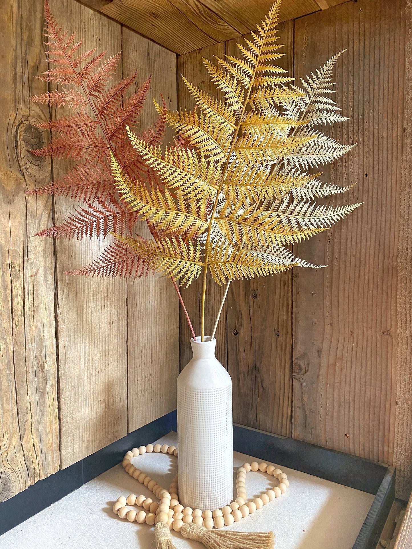 Artificial Fern Spray 32"  mustard, beige or rust red