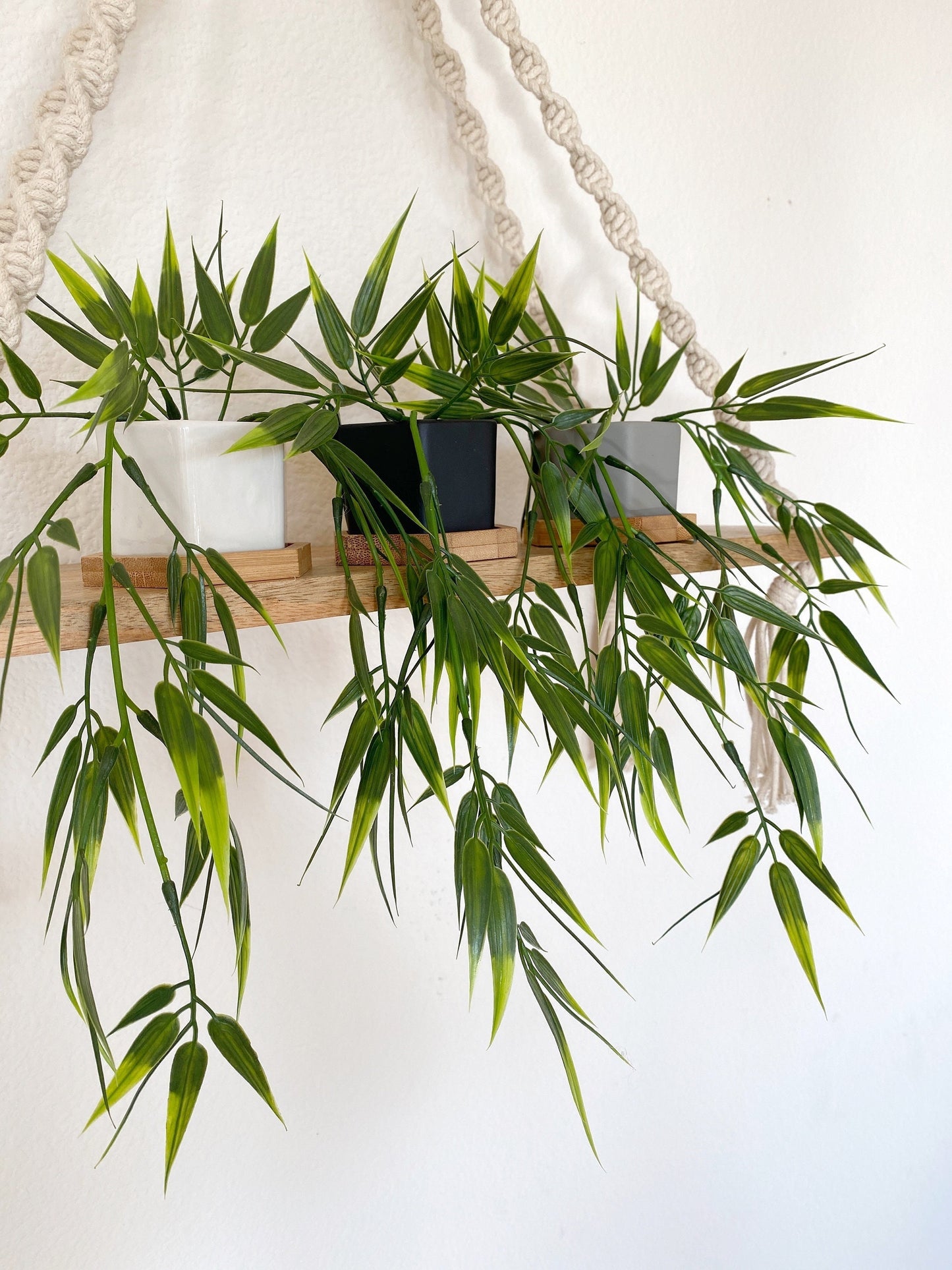 small artificial hanging plants in pots Small Artificial Bamboo Hanging Plant in white, black or grey Hexagon – Ursina's Deco Shop
